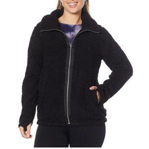 EZ by Nina Leonard Faux Sherpa Zip-Front Jacket 768-595 Black XS